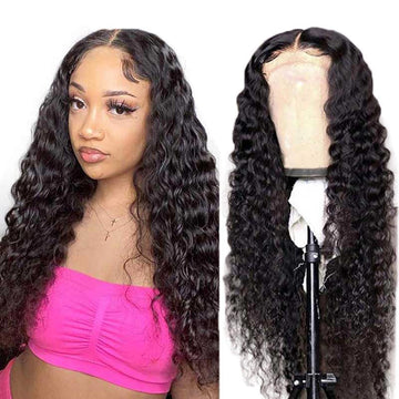 Ali Annabelle Middle Part Deep Wave Human Hair Wigs Long Deep Part Lace Front Wigs
